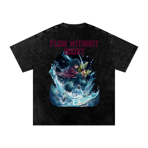 "Flow Without Doubt" - Acid Wash Oversize T-Shirt