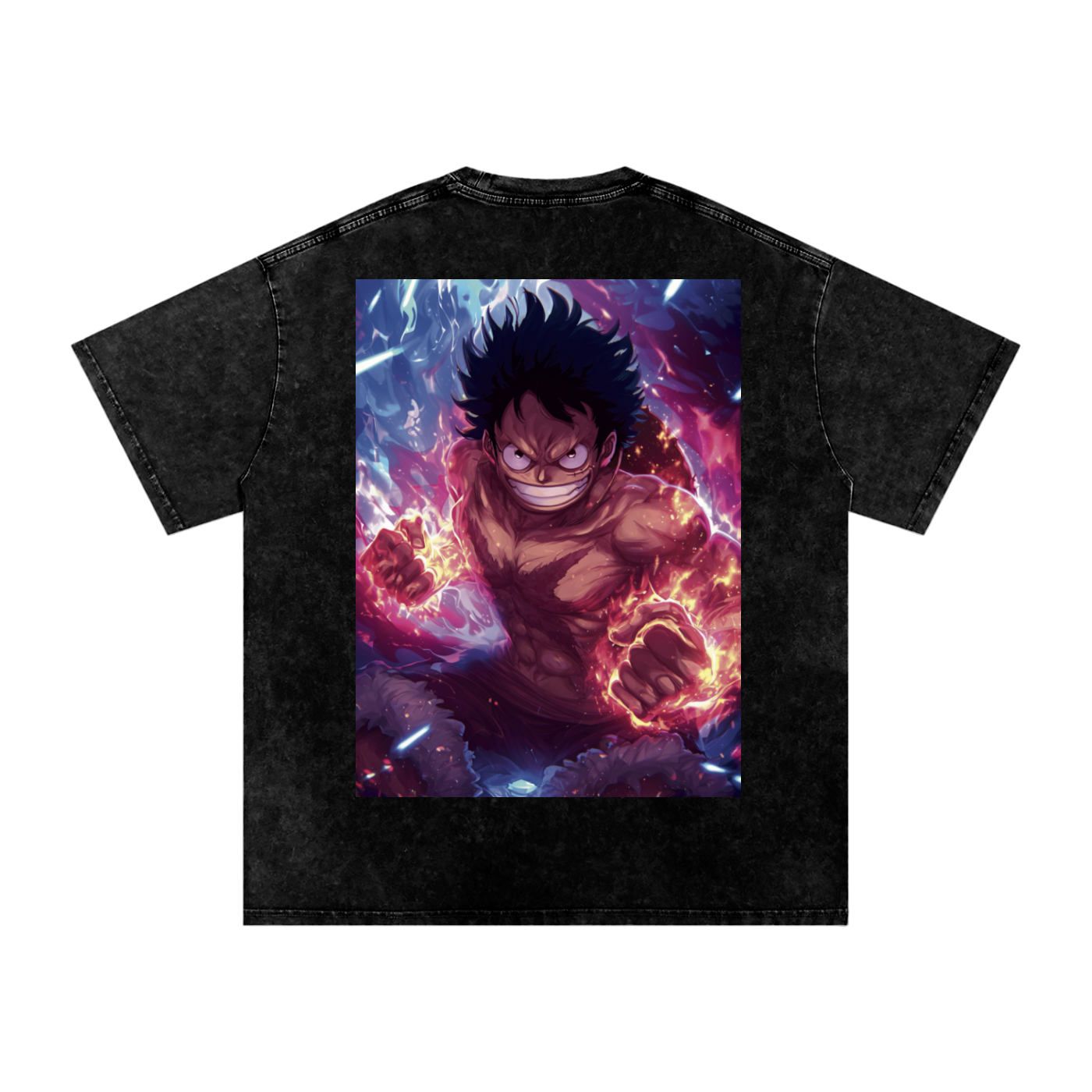 Luffy Unleashed – One Piece Acid Wash Oversize T-Shirt